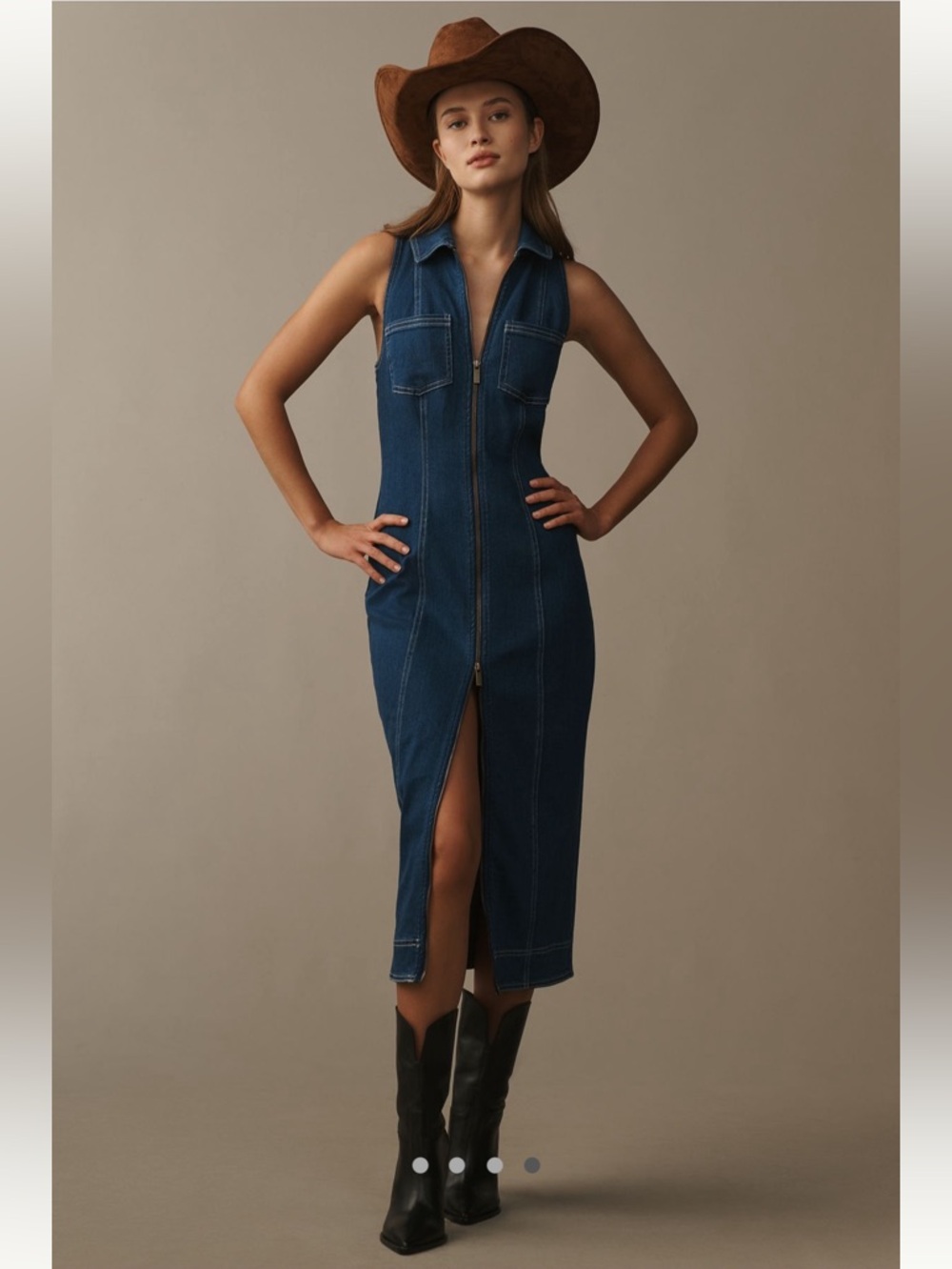 Anthropologie Pilcro Fitted Denim Midi Dress
